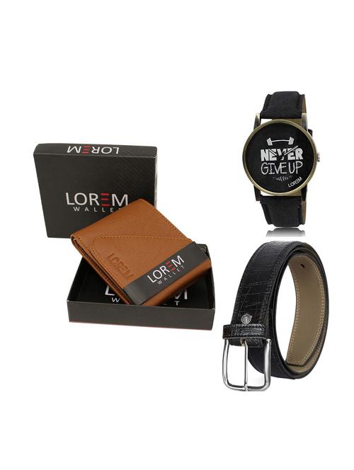 belt, wallet & watch leatherette gift combo - 19247682 - Very Small Image - 1