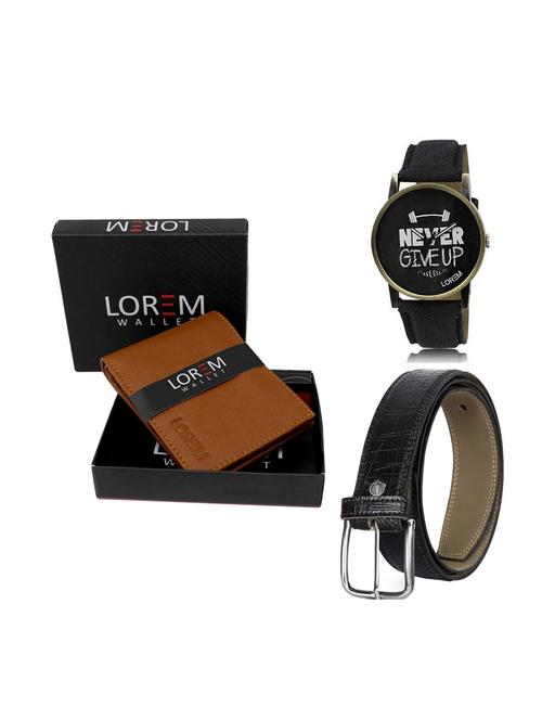 belt, wallet & watch leatherette gift combo - 19247688 - Very Small Image - 1