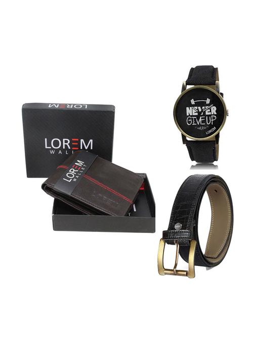 belt, wallet & watch leatherette gift combo - 19247709 - Very Small Image - 1