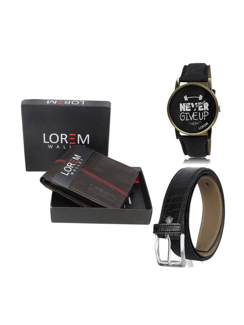 belt, wallet & watch leatherette gift combo - 19247714 - Very Small Image - 1