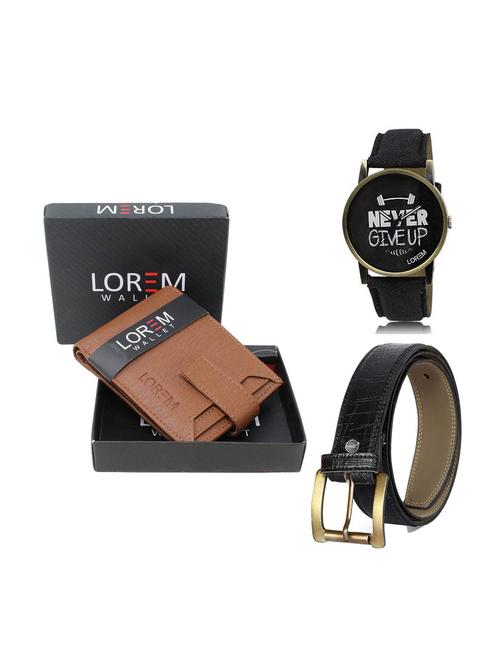 belt, wallet & watch leatherette gift combo - 19247727 - Very Small Image - 1