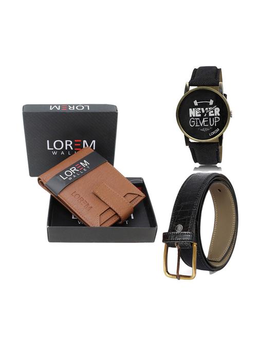 belt, wallet & watch leatherette gift combo - 19247729 - Very Small Image - 1