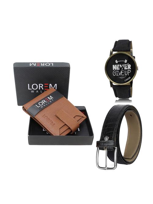 belt, wallet & watch leatherette gift combo - 19247730 - Very Small Image - 1