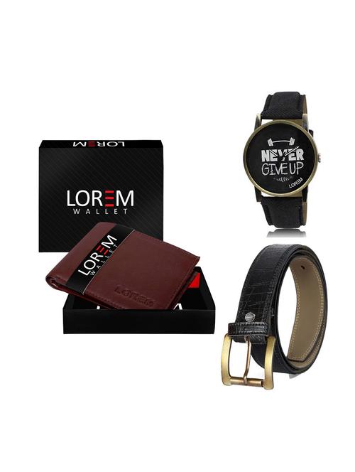 belt, wallet & watch leatherette gift combo - 19247751 - Very Small Image - 1