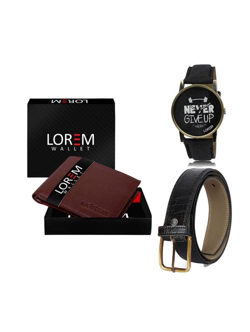belt, wallet & watch leatherette gift combo - 19247753 - Very Small Image - 1
