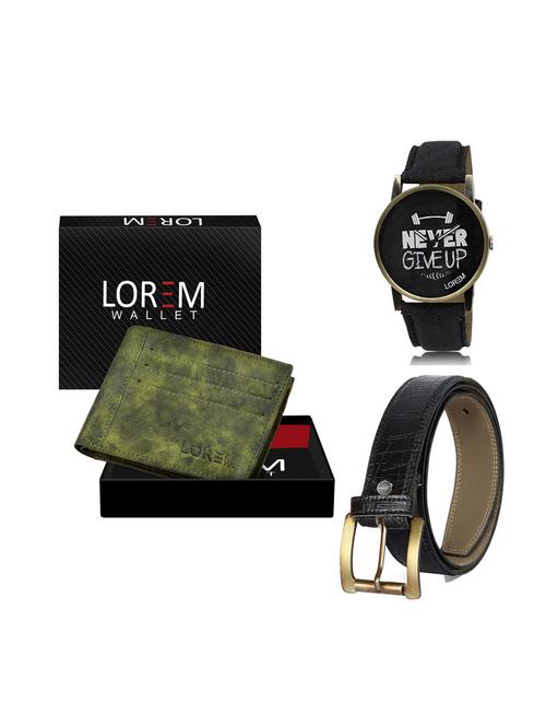 belt, wallet & watch leatherette gift combo - 19247769 - Very Small Image - 1