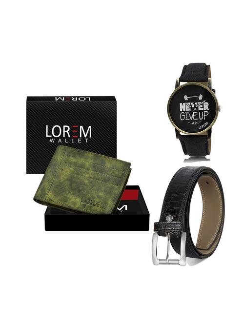belt, wallet & watch leatherette gift combo - 19247770 - Very Small Image - 1