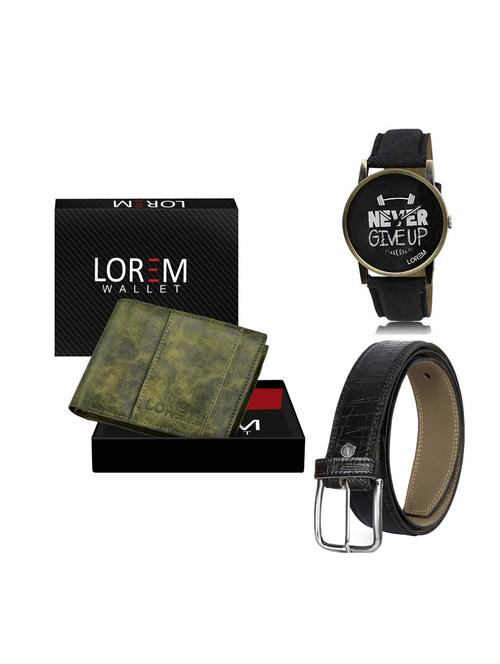 belt, wallet & watch leatherette gift combo - 19247778 - Very Small Image - 1