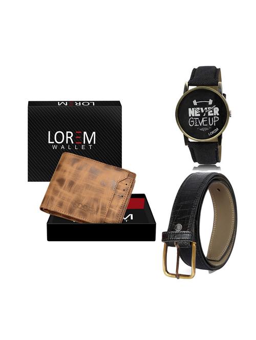 belt, wallet & watch leatherette gift combo - 19247795 - Very Small Image - 1