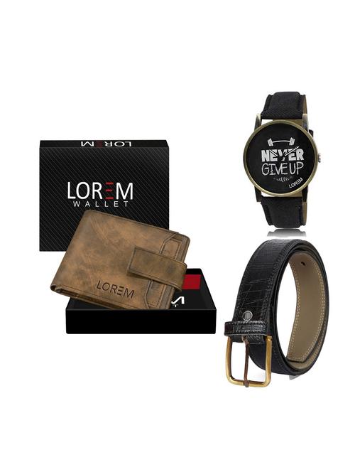 belt, wallet & watch leatherette gift combo - 19247807 - Very Small Image - 1