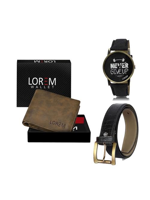 belt, wallet & watch leatherette gift combo - 19247817 - Very Small Image - 1