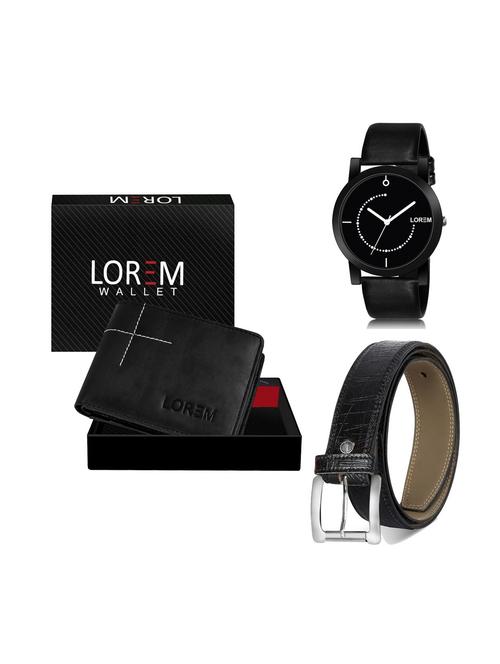 belt, wallet & watch leatherette gift combo - 19250608 - Very Small Image - 1