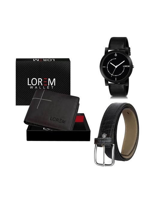 belt, wallet & watch leatherette gift combo - 19250616 - Very Small Image - 1