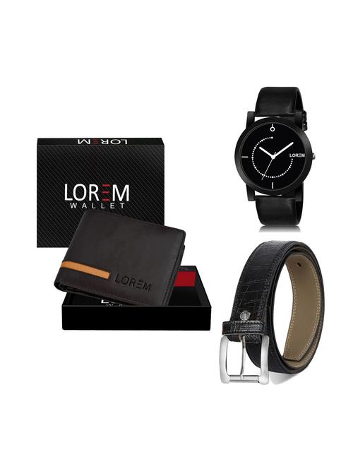 belt, wallet & watch leatherette gift combo - 19250626 - Very Small Image - 1