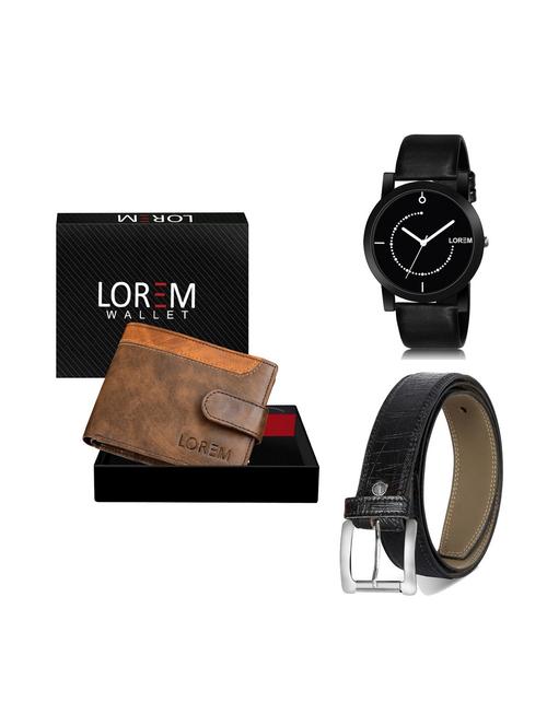 belt, wallet & watch leatherette gift combo - 19250632 - Very Small Image - 1