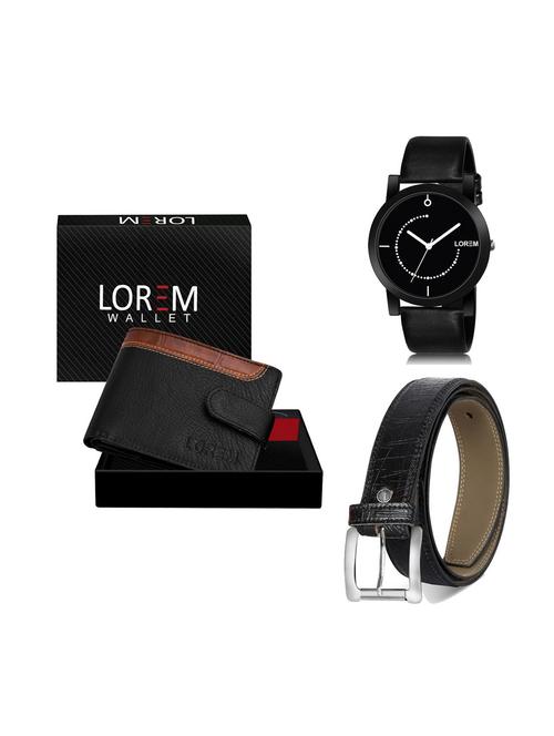 belt, wallet & watch leatherette gift combo - 19250638 - Very Small Image - 1