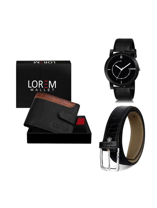 belt, wallet & watch leatherette gift combo - 19250641 - Very Small Image - 1