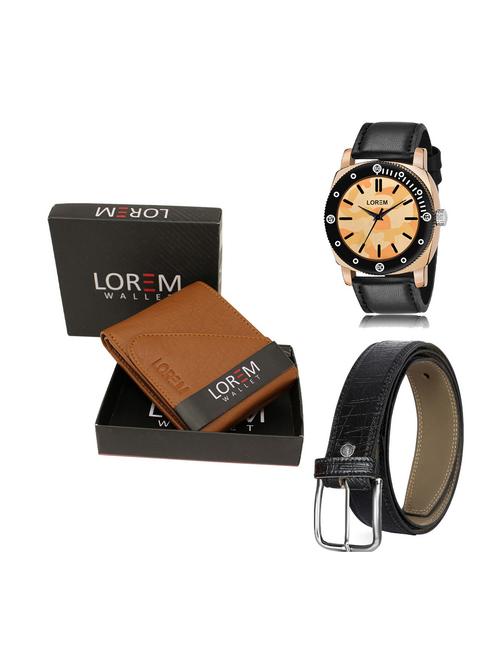 belt, wallet & watch leatherette gift combo - 19250652 - Very Small Image - 1