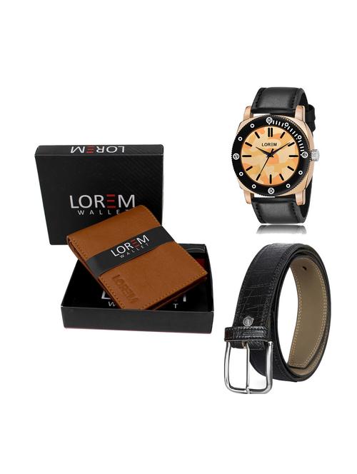 belt, wallet & watch leatherette gift combo - 19250658 - Very Small Image - 1