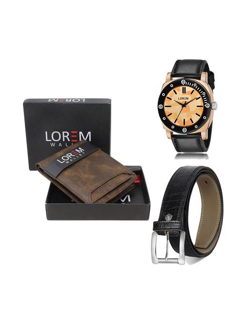 belt, wallet & watch leatherette gift combo - 19250668 - Very Small Image - 1