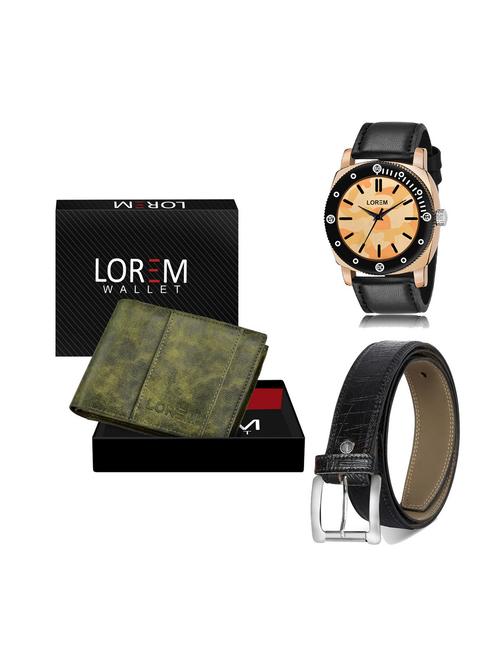 belt, wallet & watch leatherette gift combo - 19250746 - Very Small Image - 1
