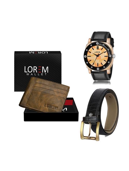 belt, wallet & watch leatherette gift combo - 19250751 - Very Small Image - 1