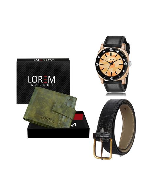 belt, wallet & watch leatherette gift combo - 19250771 - Very Small Image - 1