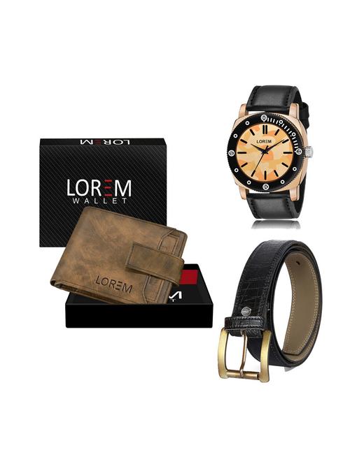 belt, wallet & watch leatherette gift combo - 19250775 - Very Small Image - 1