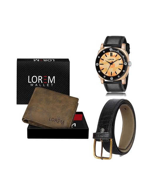 belt, wallet & watch leatherette gift combo - 19250789 - Very Small Image - 1