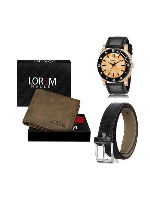 belt, wallet & watch leatherette gift combo - 19250792 - Very Small Image - 1