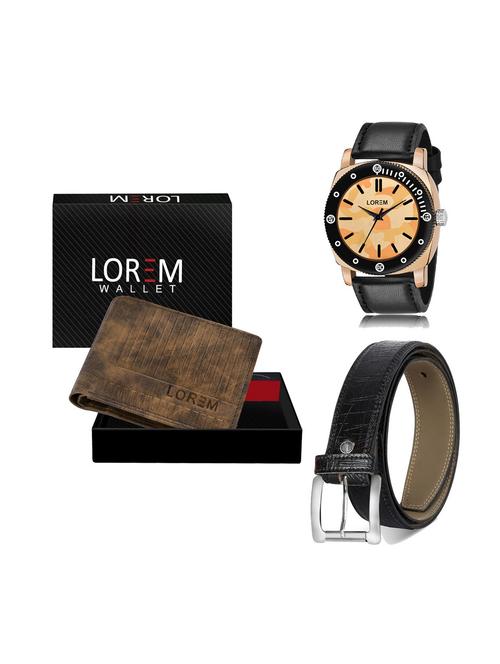 belt, wallet & watch leatherette gift combo - 19250806 - Very Small Image - 1