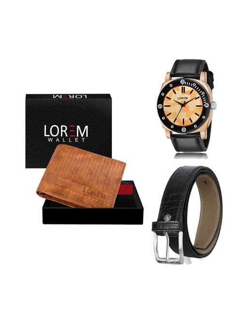 belt, wallet & watch leatherette gift combo - 19250816 - Very Small Image - 1