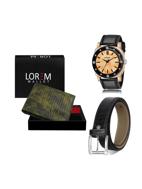 belt, wallet & watch leatherette gift combo - 19250818 - Very Small Image - 1