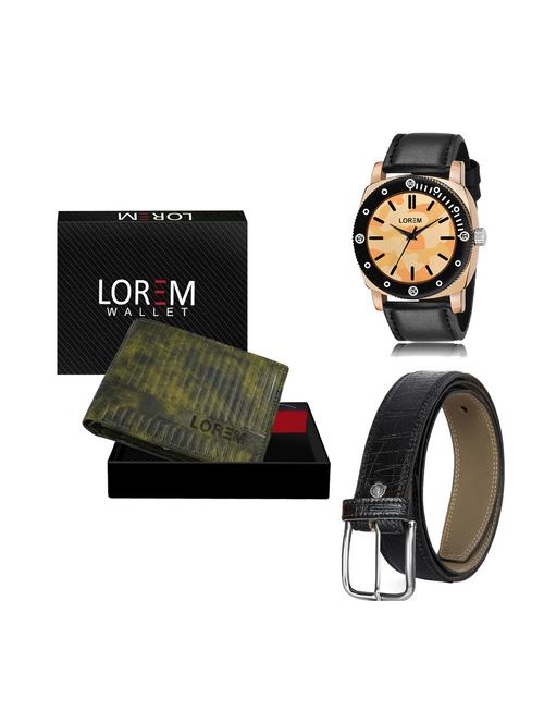 belt, wallet & watch leatherette gift combo - 19250820 - Very Small Image - 1