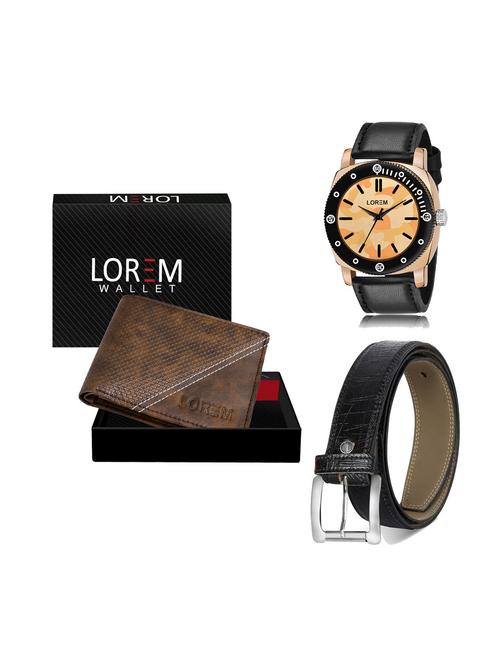 belt, wallet & watch leatherette gift combo - 19250830 - Very Small Image - 1