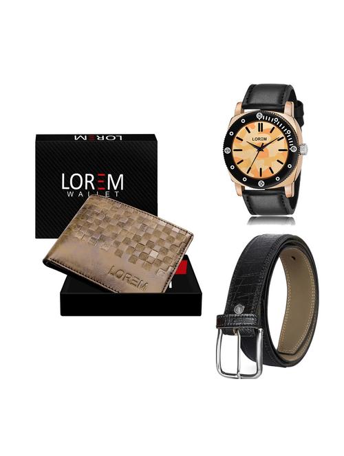 belt, wallet & watch leatherette gift combo - 19250856 - Very Small Image - 1