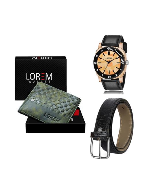 belt, wallet & watch leatherette gift combo - 19250868 - Very Small Image - 1