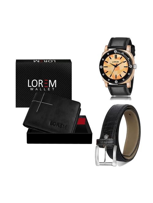 belt, wallet & watch leatherette gift combo - 19250878 - Very Small Image - 1