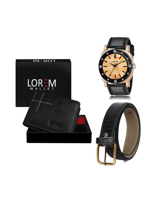 belt, wallet & watch leatherette gift combo - 19250879 - Very Small Image - 1