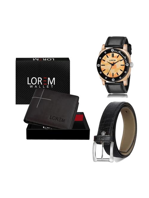 belt, wallet & watch leatherette gift combo - 19250884 - Very Small Image - 1