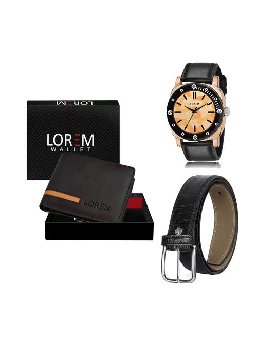 belt, wallet & watch leatherette gift combo - 19250898 - Very Small Image - 1