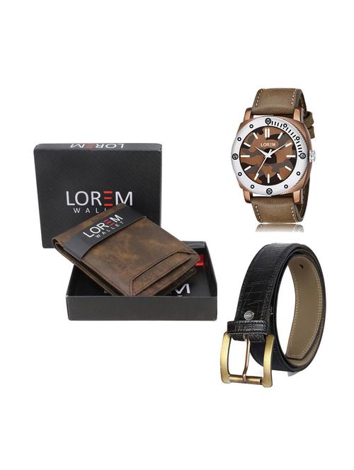 belt, wallet & watch leatherette gift combo - 19250937 - Very Small Image - 1