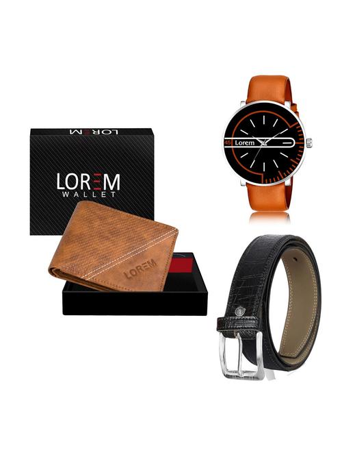 belt, wallet & watch gift combo - 19256101 - Very Small Image - 1