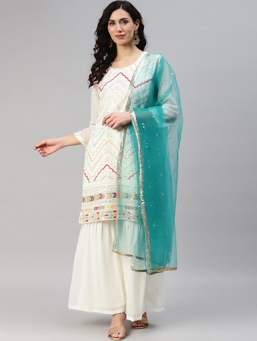 cream embroidered salwar suit - 19257013 - Very Small Image - 1