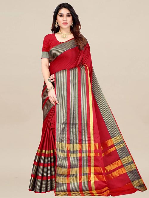 self design woven saree with blouse - 19257556 - Very Small Image - 1