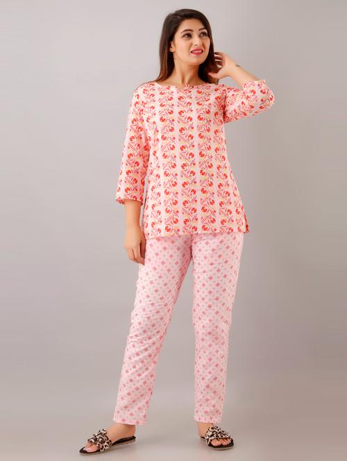 women printed night suit set - 19257738 - Very Small Image - 1