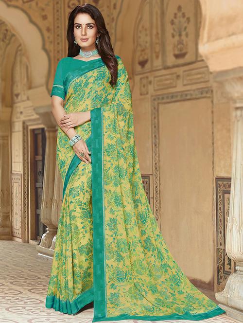 floral printed saree - 19258450 - Very Small Image - 1