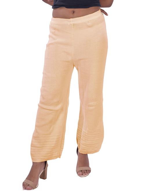beige solid trouser - 19259102 - Very Small Image - 1