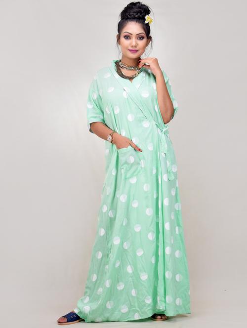 printed rayon long nighty - 19260792 - Very Small Image - 1