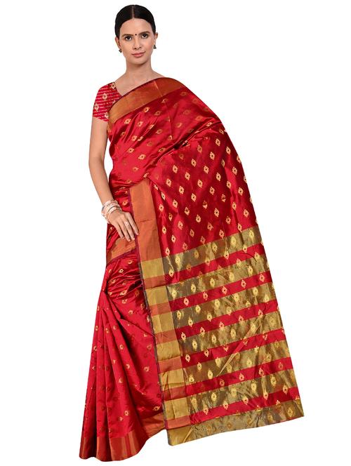 contrast bordered printed saree with blouse - 19261017 - Very Small Image - 1